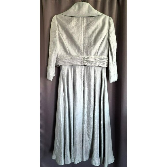Adrianna Papell Occasions Silver Dress/Jacket w/Jewels 2pc set Women's Size 8 - Picture 2 of 16